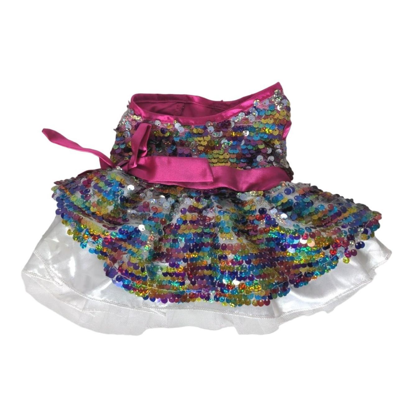 Build A Bear Sequin Dress Multicolor Sparkly Ruffle Depop