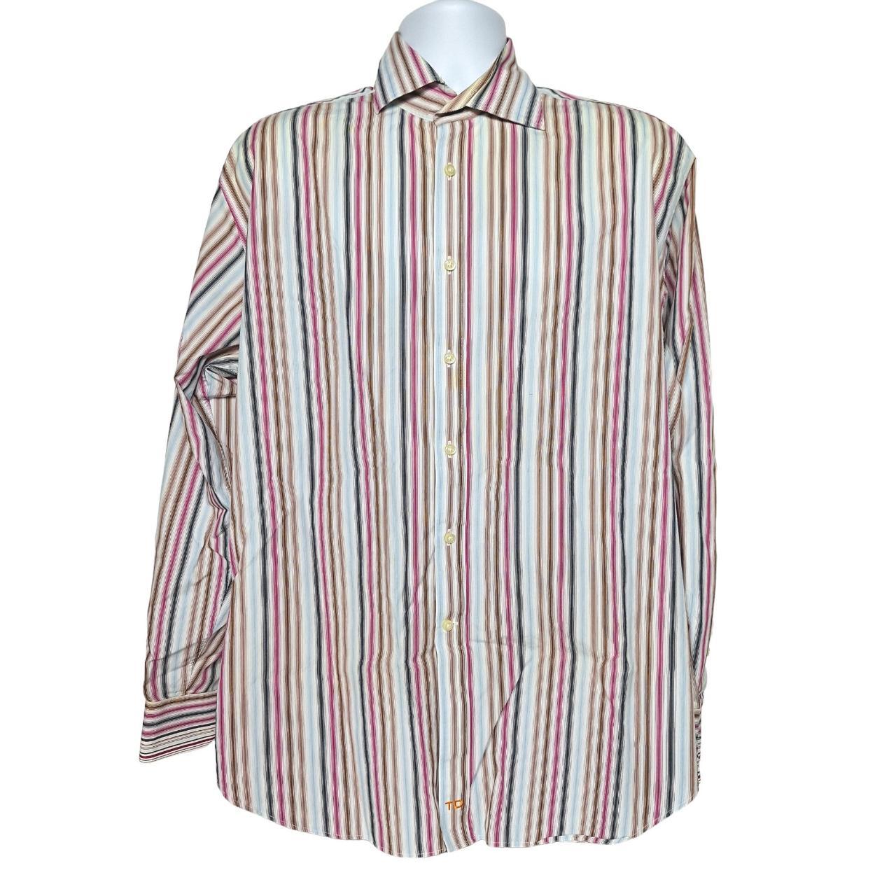 Thomas Dean Men's Button Up Shirt Size XL Multicolor... - Depop