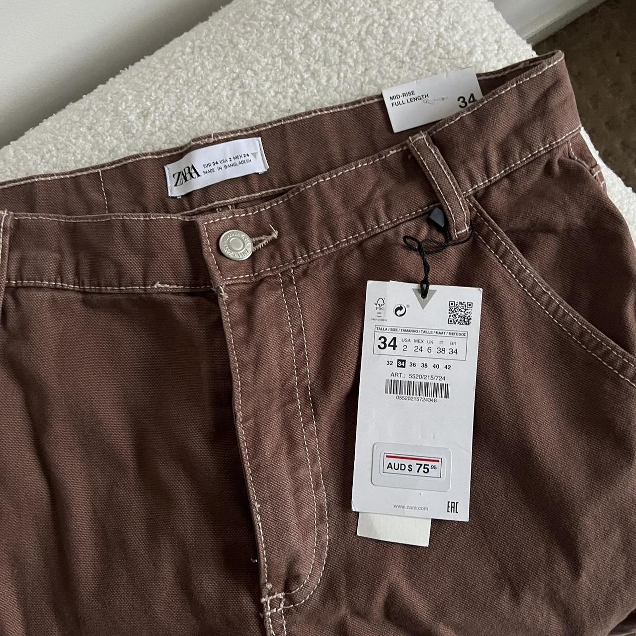 Zara brown cargo pants. Size 34. -Brand new with... - Depop
