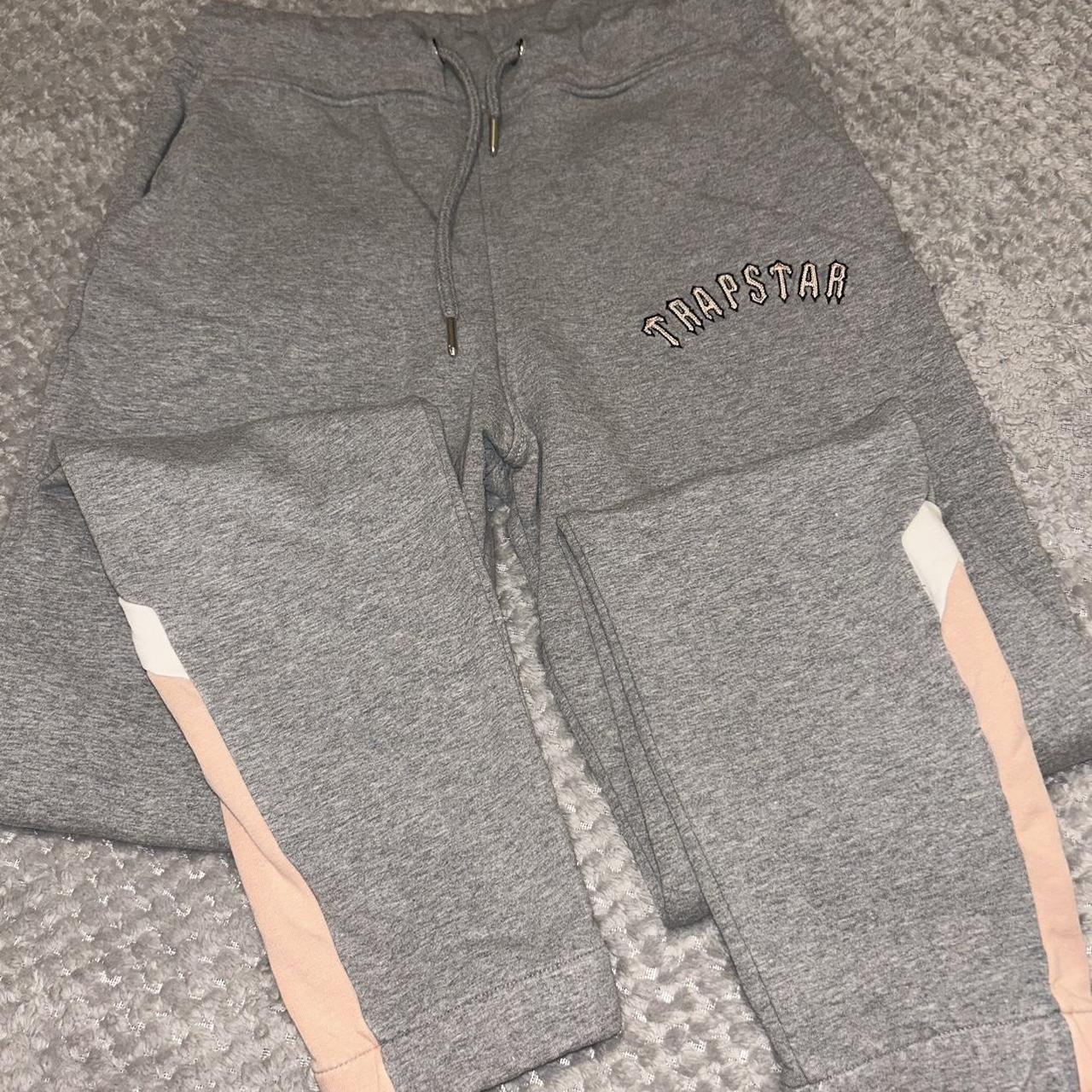 Trapstar Women's Grey and Pink Hoodie | Depop