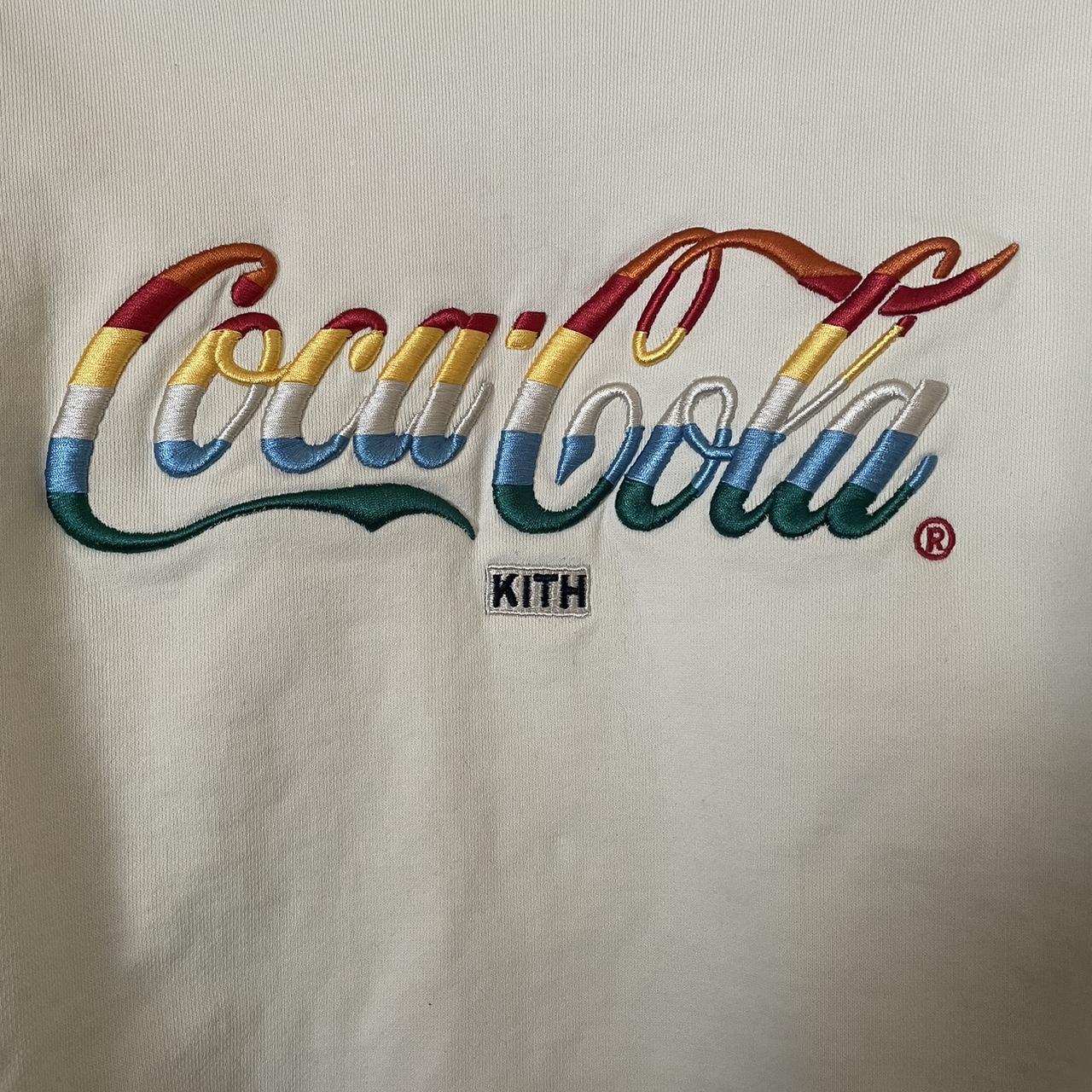 XL kith x Coca cola ivory crewneck. Ribbed details Depop