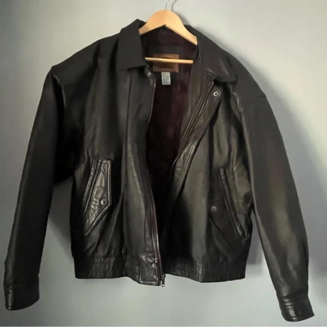 St John’s Bay Brown leather jacket mens XL Please... - Depop