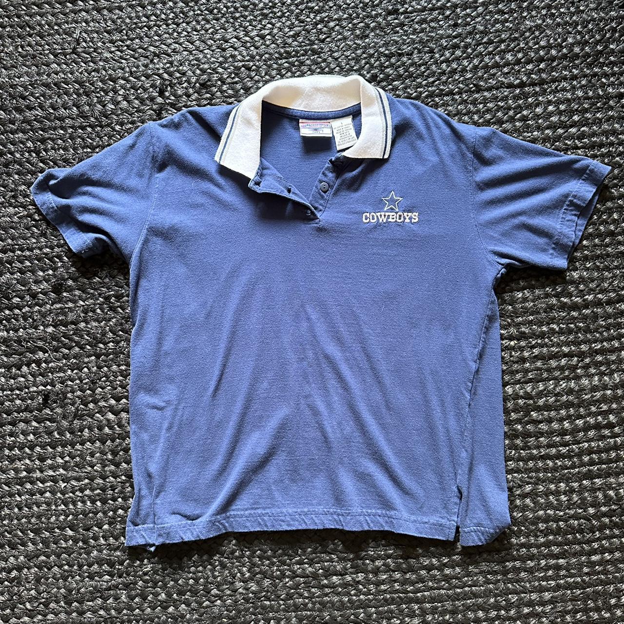 Vintage 90's Dallas Cowboys NFL White Collar Polo Shirt 