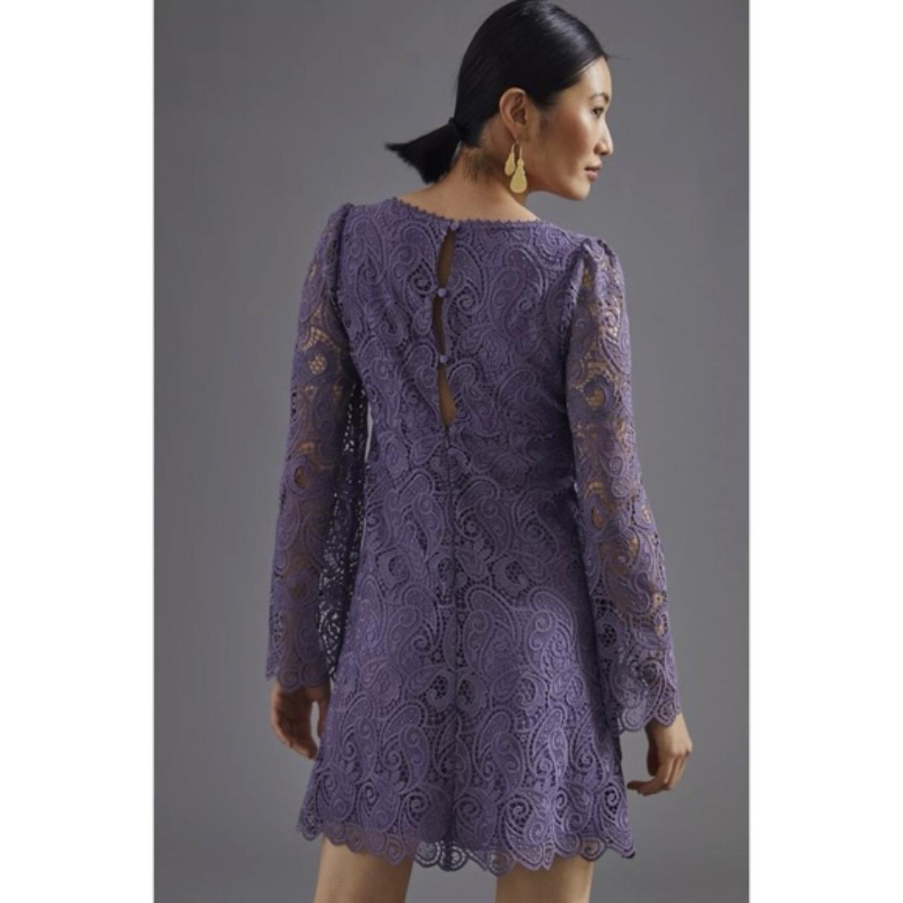 Anthropologie purple lace outlet dress