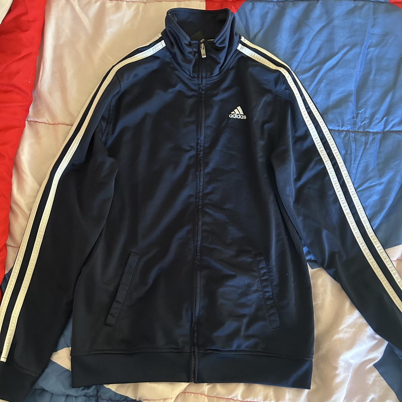 Navy Blue Adidas track jacket Depop
