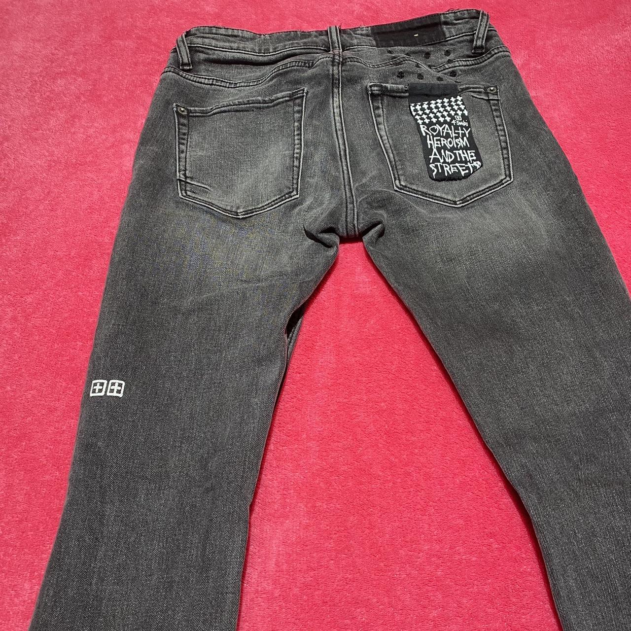 Distressed Ksubi jeans ~Dark grey coloring ~Size... - Depop