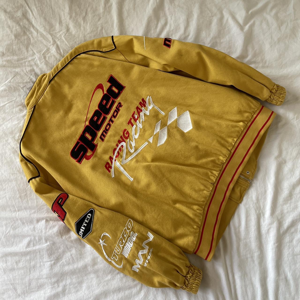BoohooMan yellow racing jacket // very good... - Depop