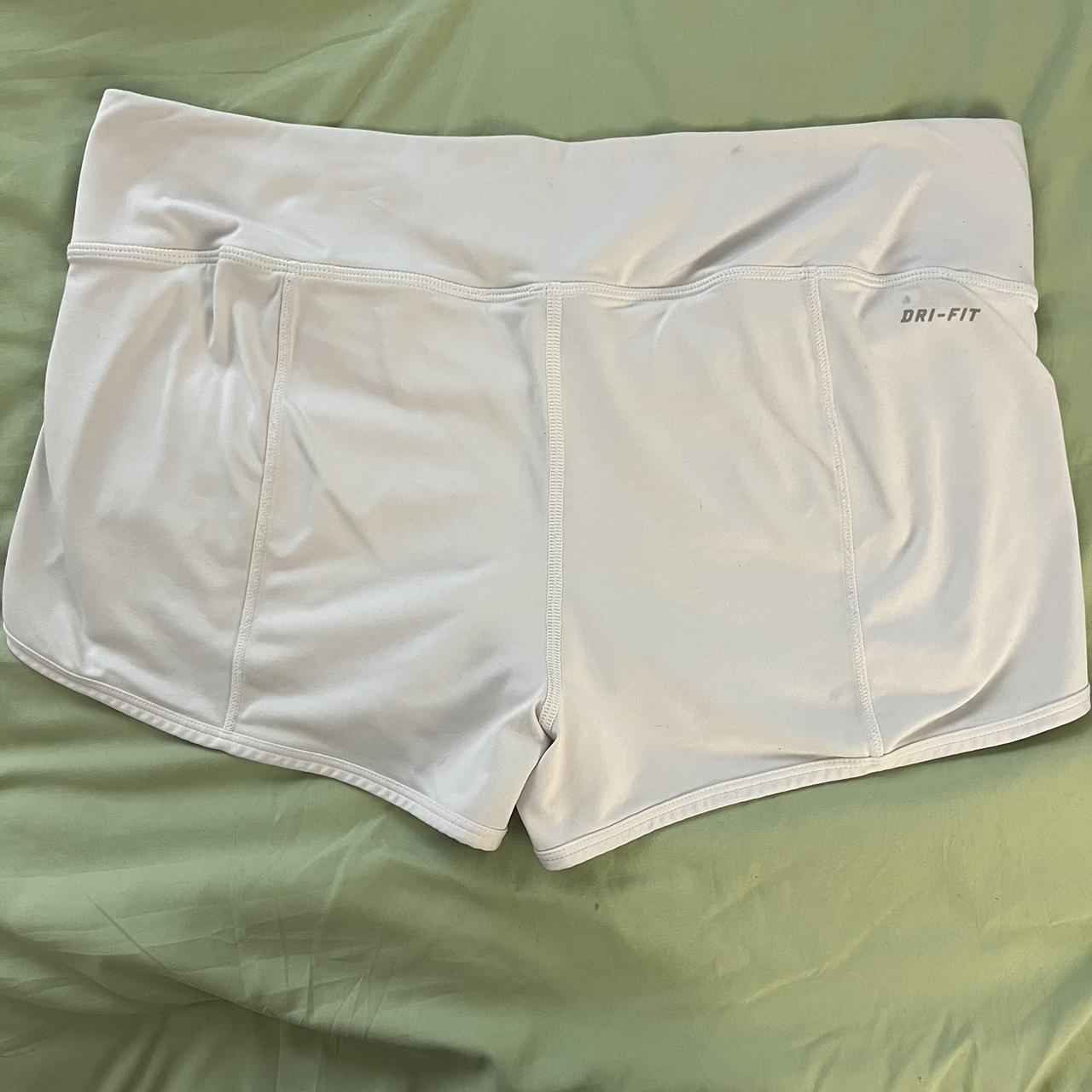 white nike dri-fit shorts size M *has undershorts - Depop