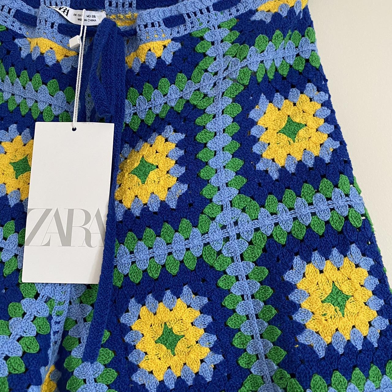 Zara crochet shorts Blues/yellow Size S Brand new... Depop