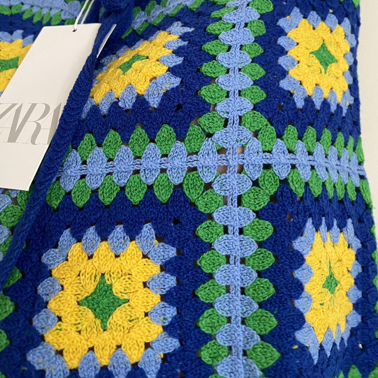 Zara crochet shorts Blues/yellow Size S Brand new... Depop