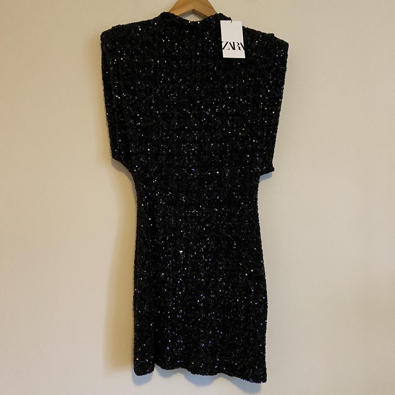 Zara ZW collection sequinned dress with shoulder... - Depop