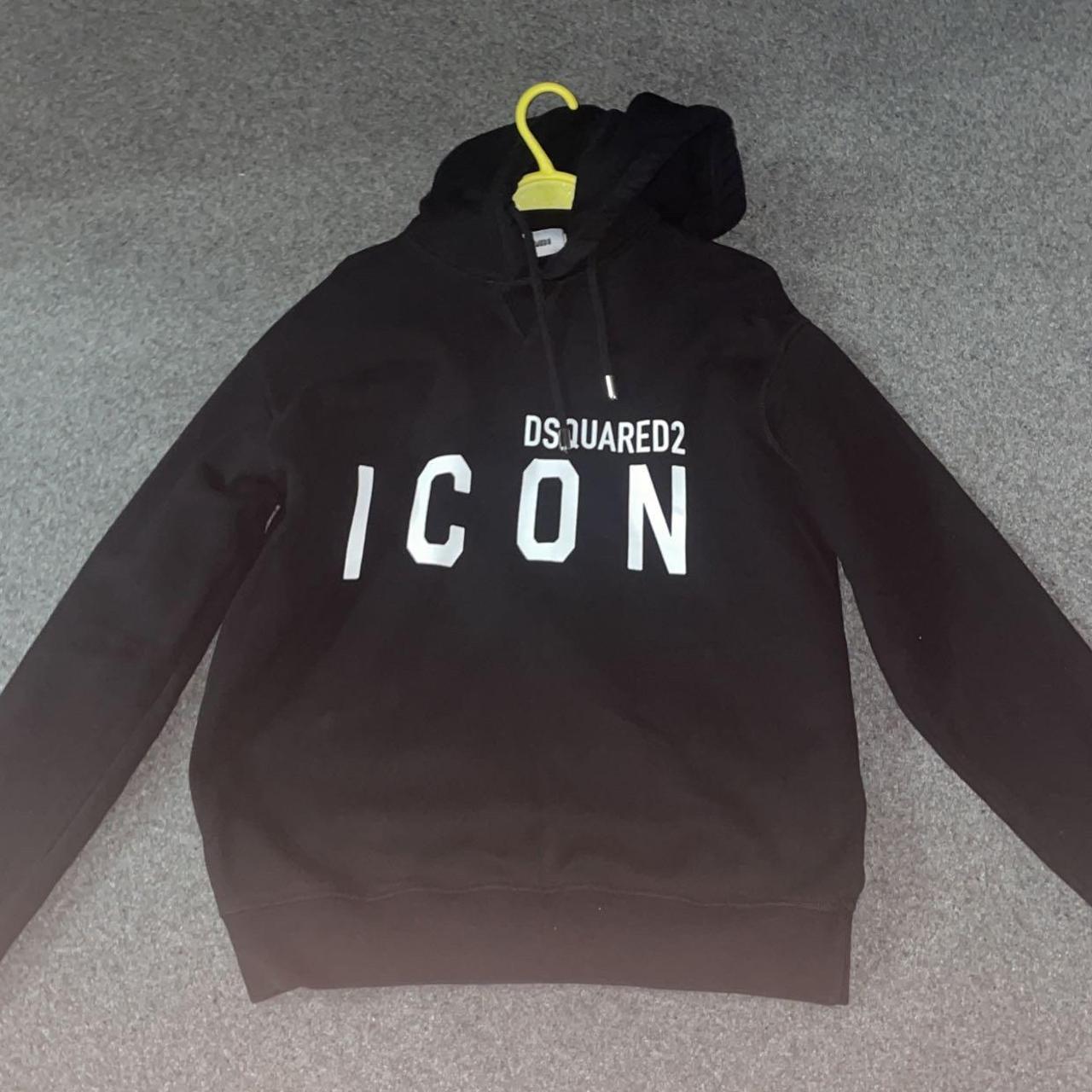Large black icon dsquared hoodie , great condition... - Depop