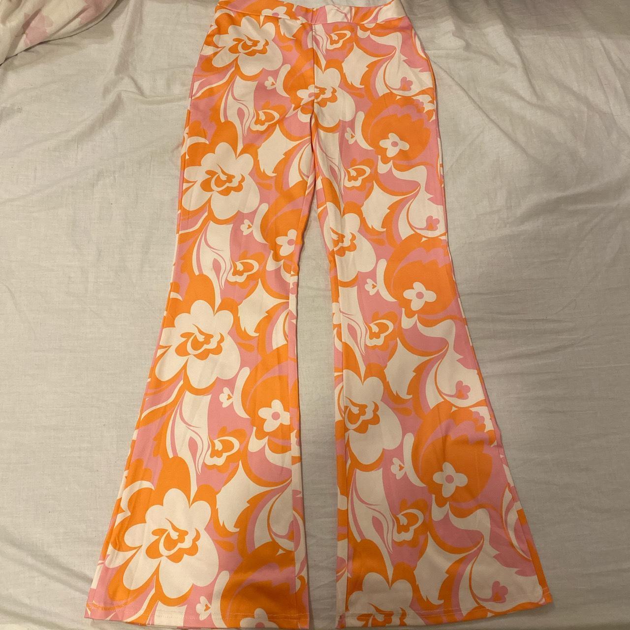 Urban Outfitters Women's Orange and Pink Trousers | Depop