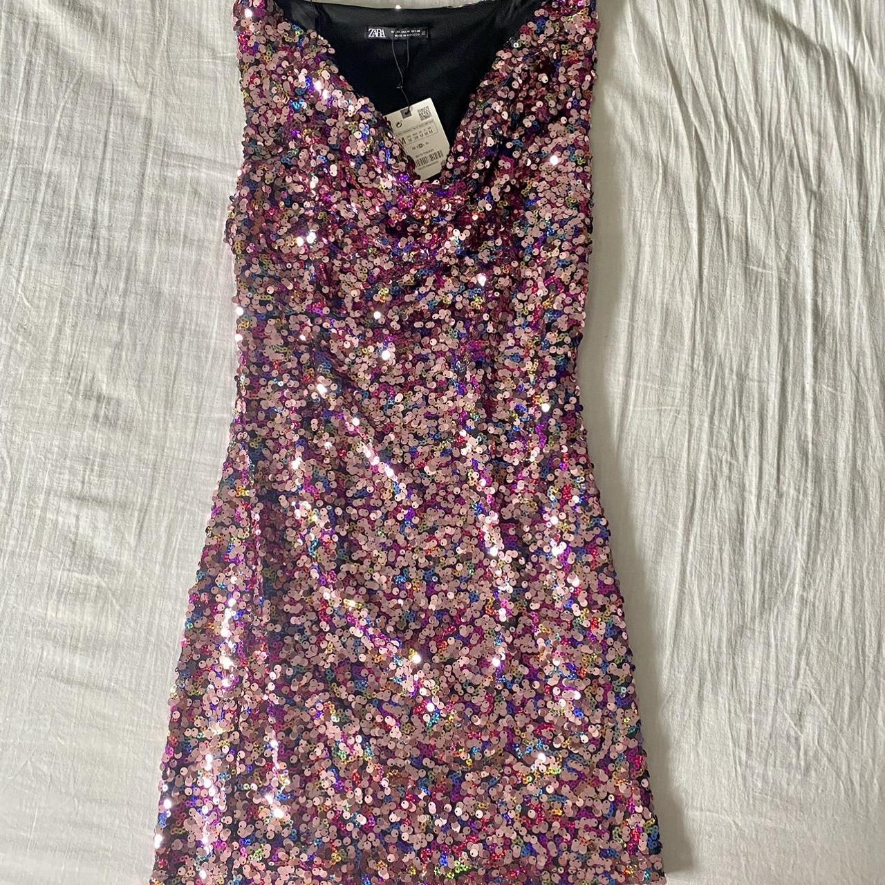 Zara Women's Purple and Pink Dress | Depop