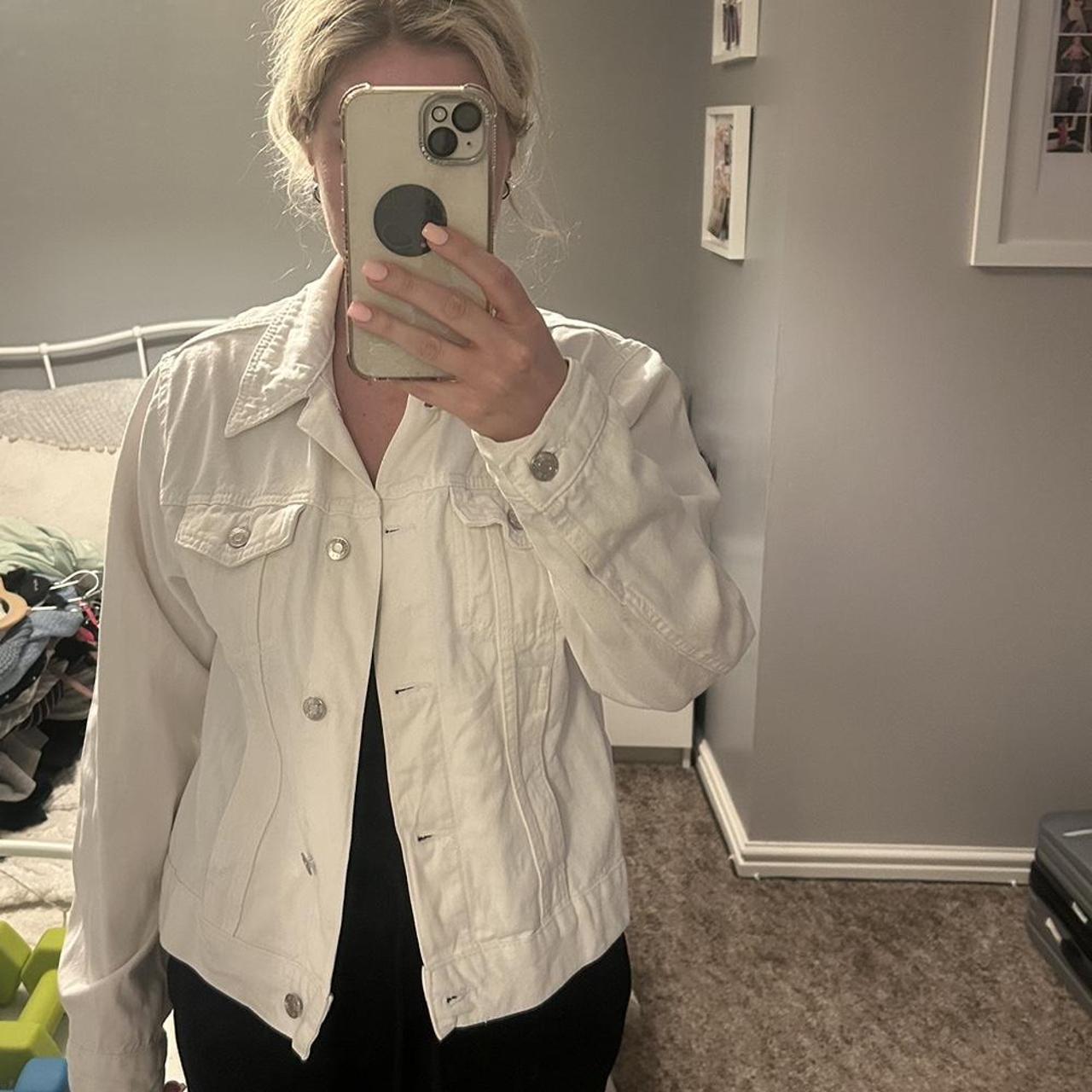 Primark white denim jacket - size 12 - Depop