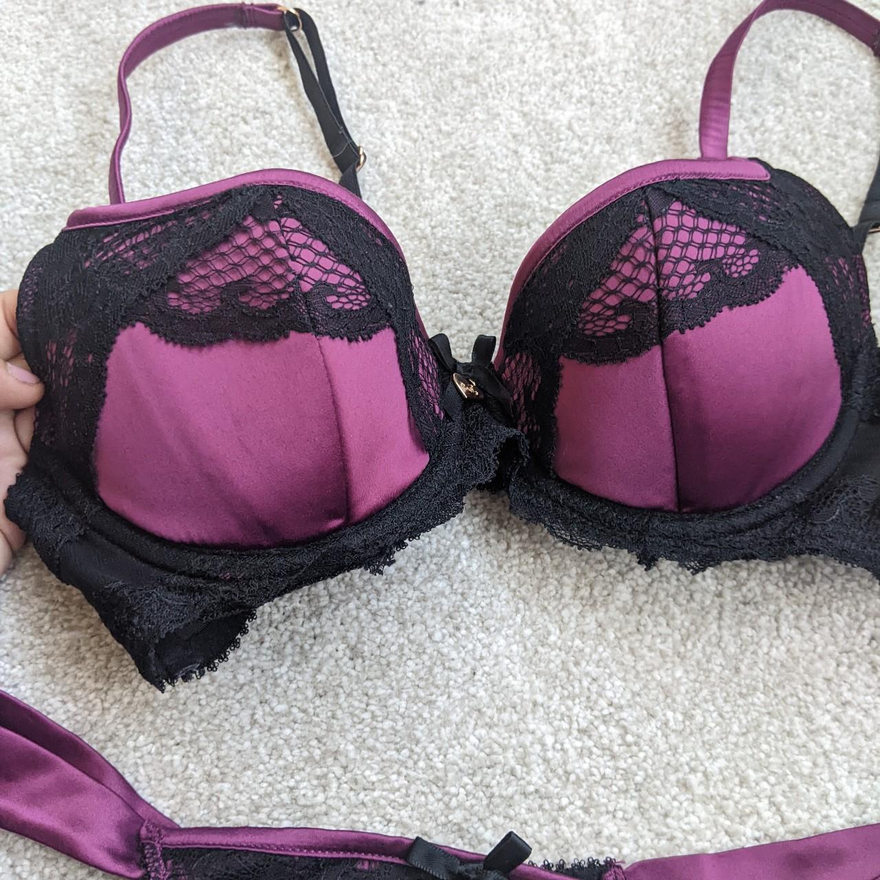 Lipsy lingerie set Dark purple satin with matching... Depop