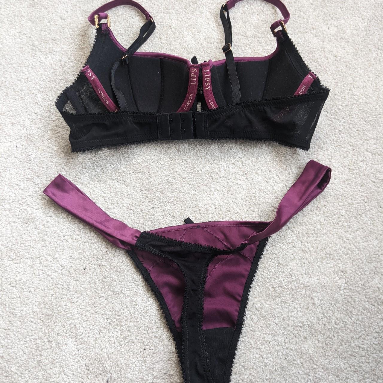 Lipsy lingerie set Dark purple satin with matching... Depop