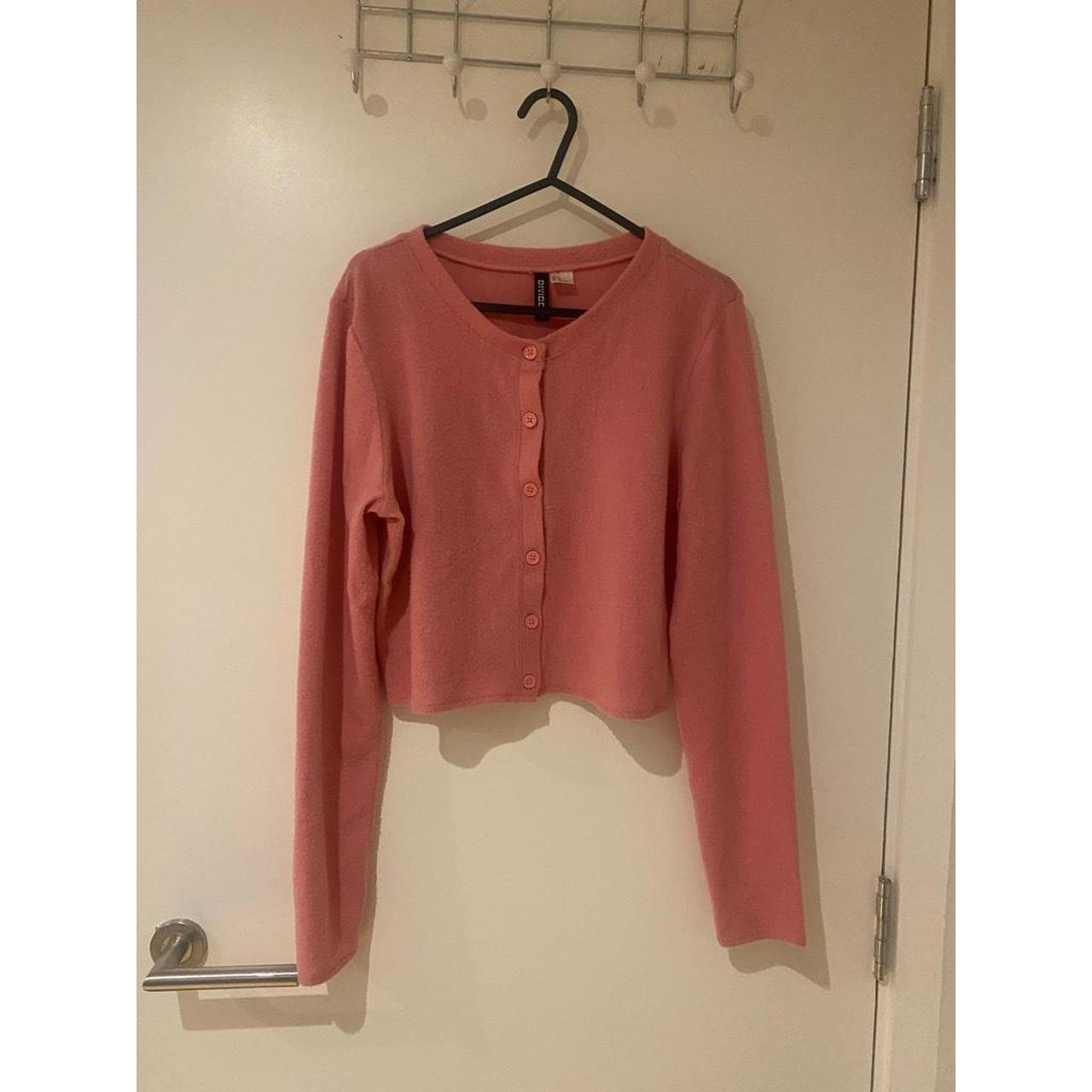 Pink cropped super soft H&M cardigan in size