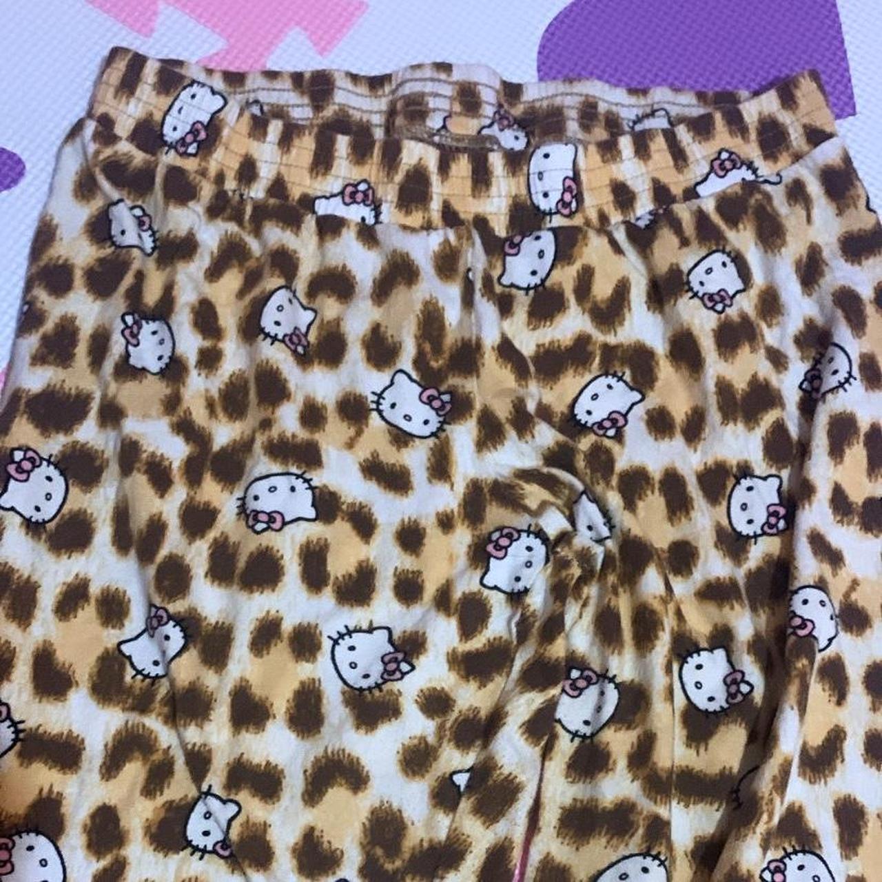 Cheetah Print Hello Kitty Pajama Pants Size Medium Depop