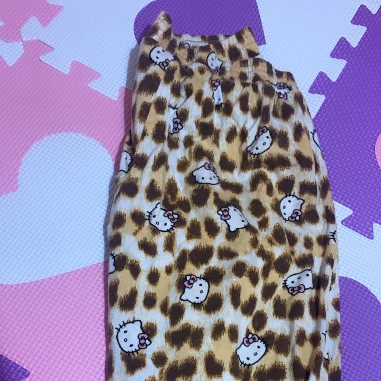 Cheetah print hello kitty pajama pants Size Medium... - Depop