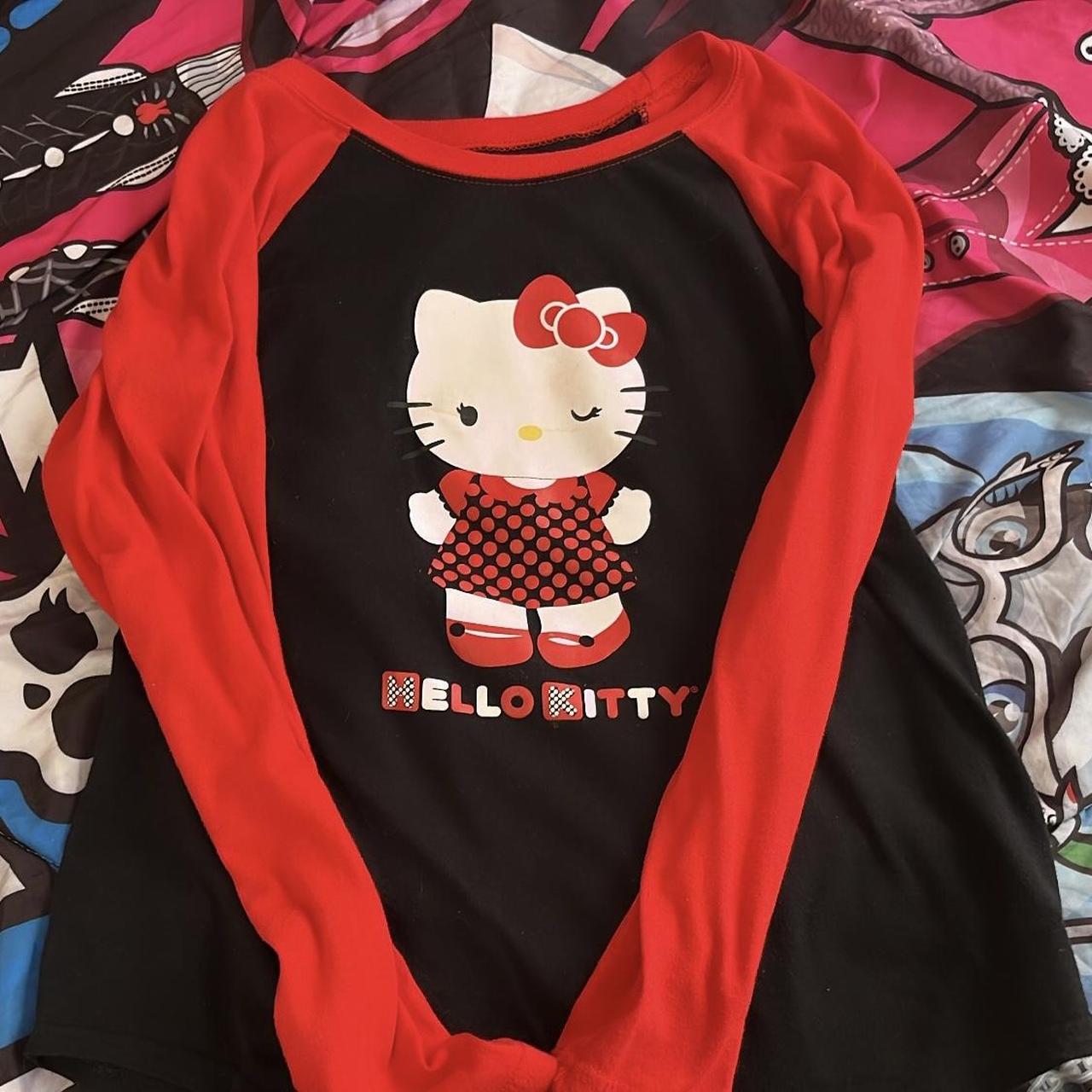 Mall goth hello kitty red and black long sleeve Worn... - Depop