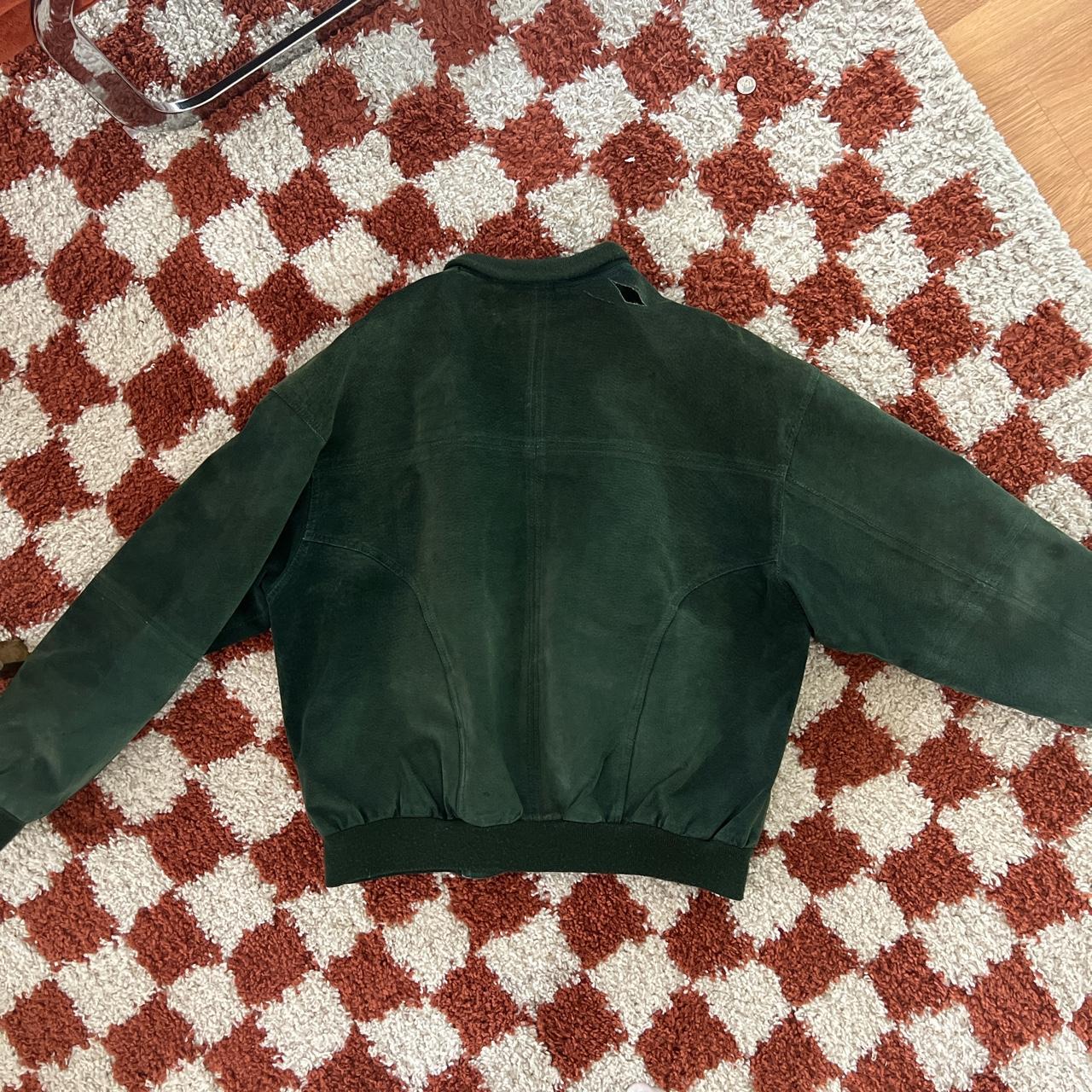 vtg green suede bomber jacket small rips but don’t... Depop