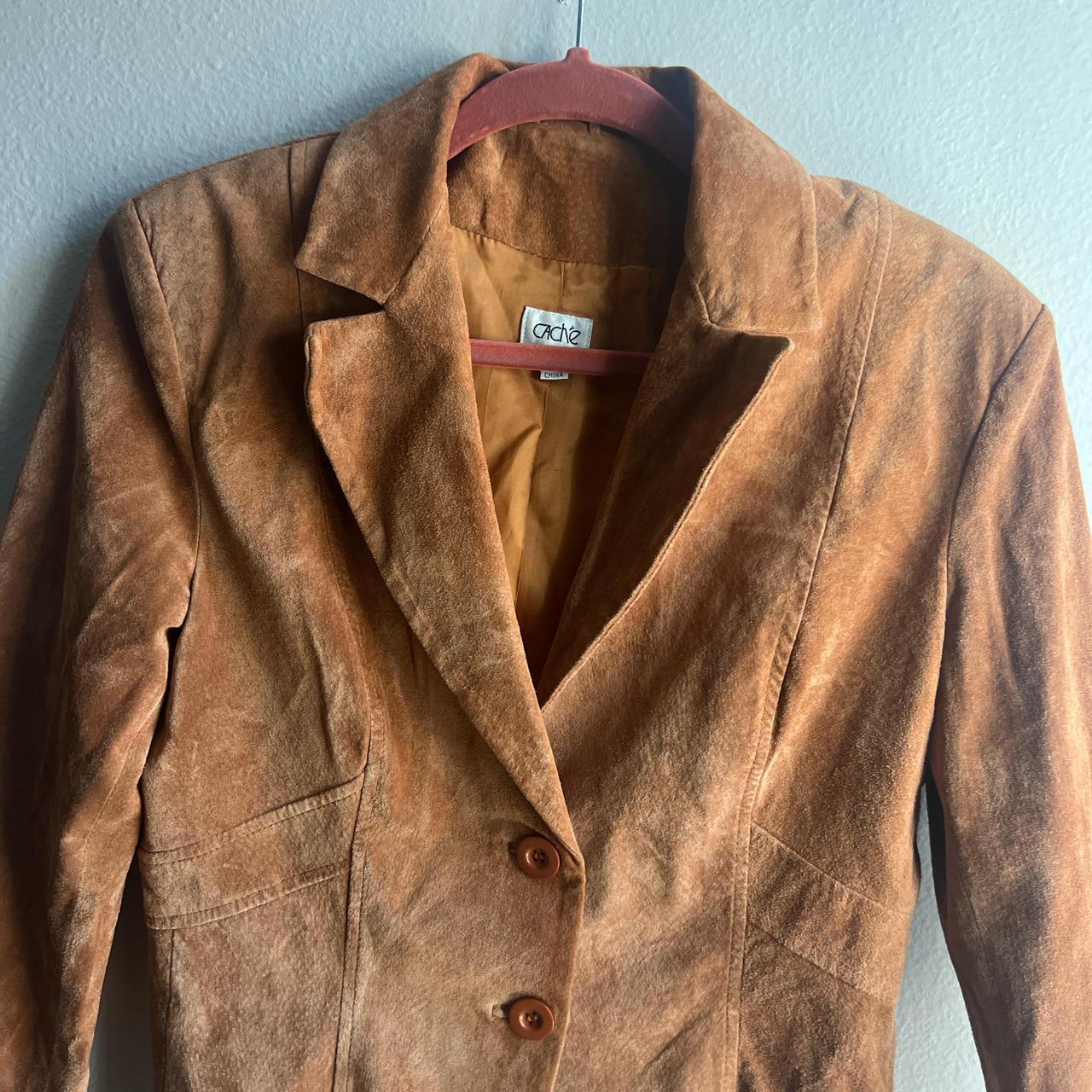 vintage caché leather jacket feels soft like suede... Depop