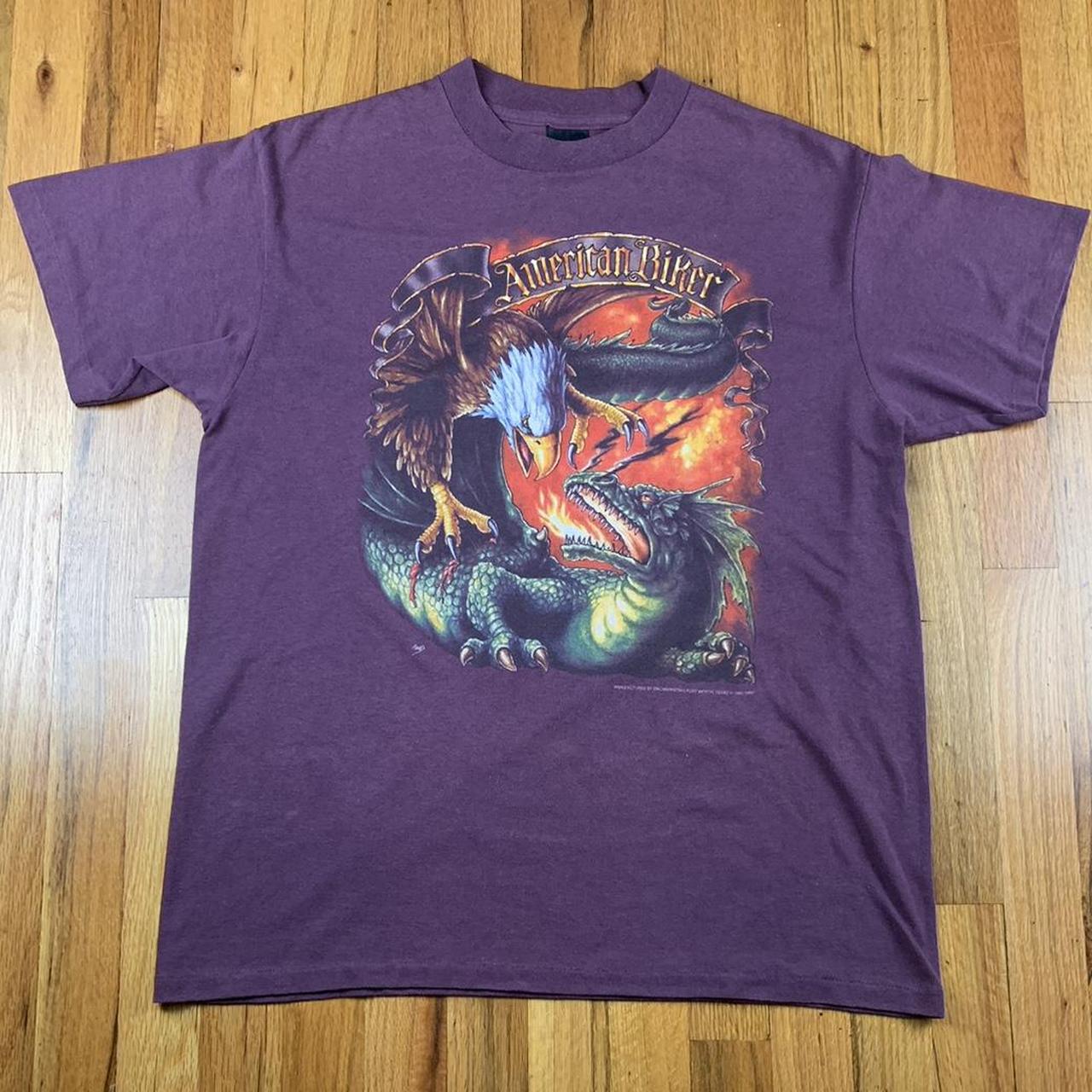 Vintage 1992 3D Emblem American Biker Bald Eagle Faded Purple Tee Shirt Sz  XL 海外 即決 - スキル、知識
