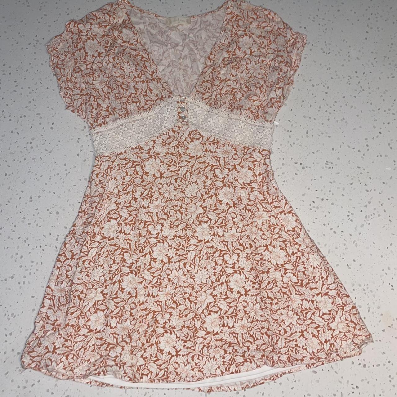 Orange Floral Summer Dress Depop