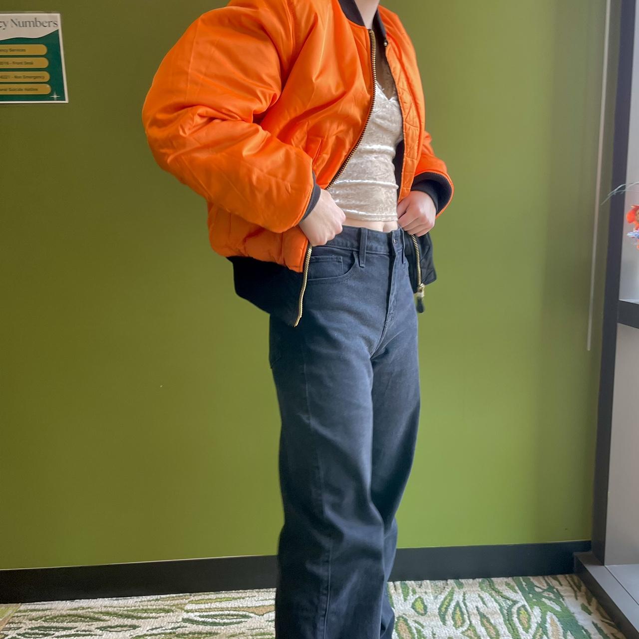 Alpha Industries Women's Black and Orange Jacket Depop