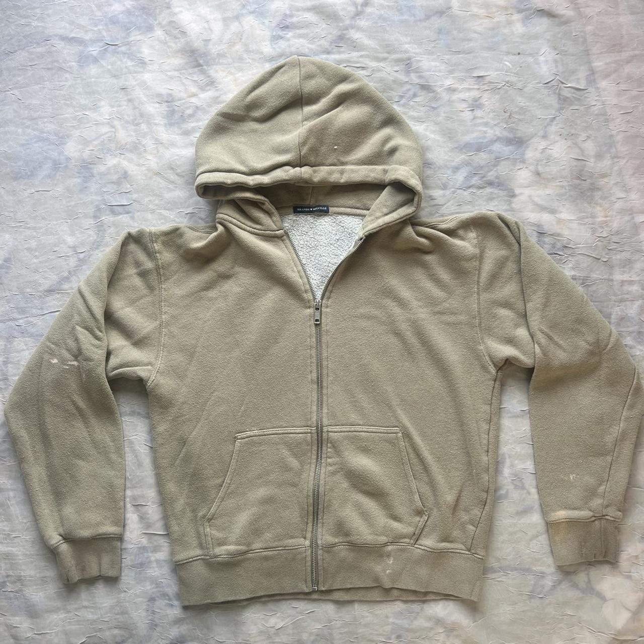 Brandy Melville Tan Zip Up Hoodie 🥥 size: one size... - Depop