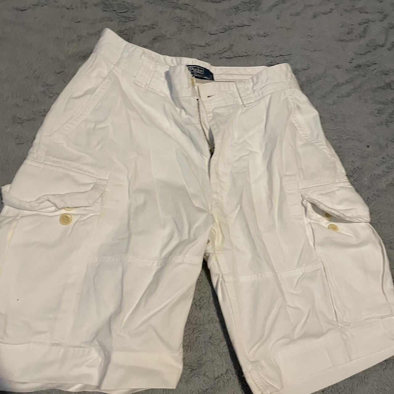 Ralph Lauren white cargo shorts Size 32 inch waist... - Depop