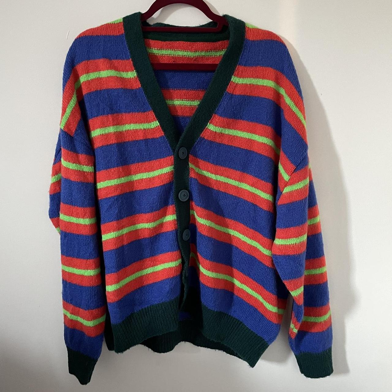 Striped Cardigan Asos Blue Cardigan ASOS DESIGN V Neck Knitted