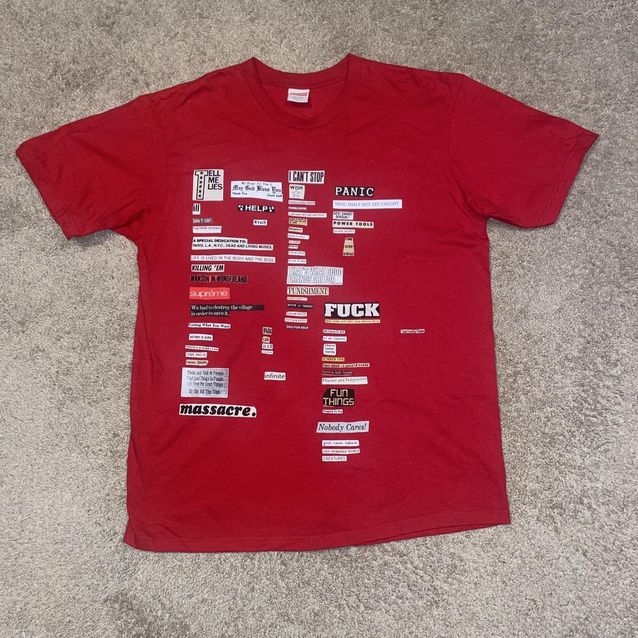 Supreme Cutouts T Shirt Red F/W 18 Shirt is a Size... - Depop