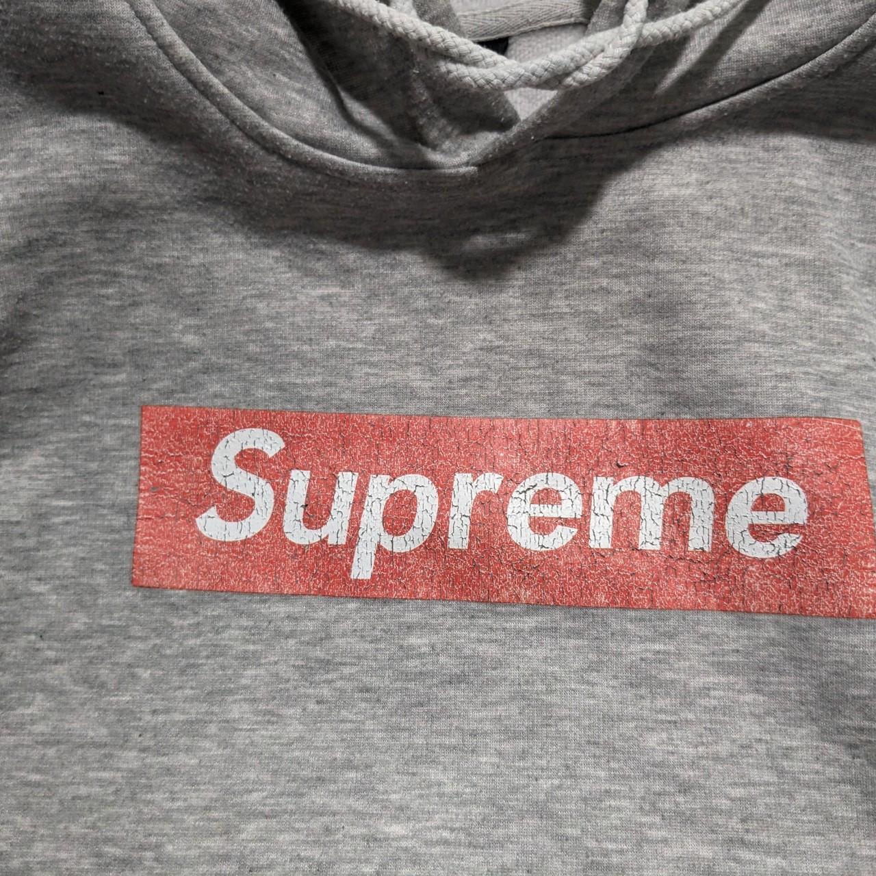 Gray grey & red SUPREME hoodie!!! Size medium... - Depop