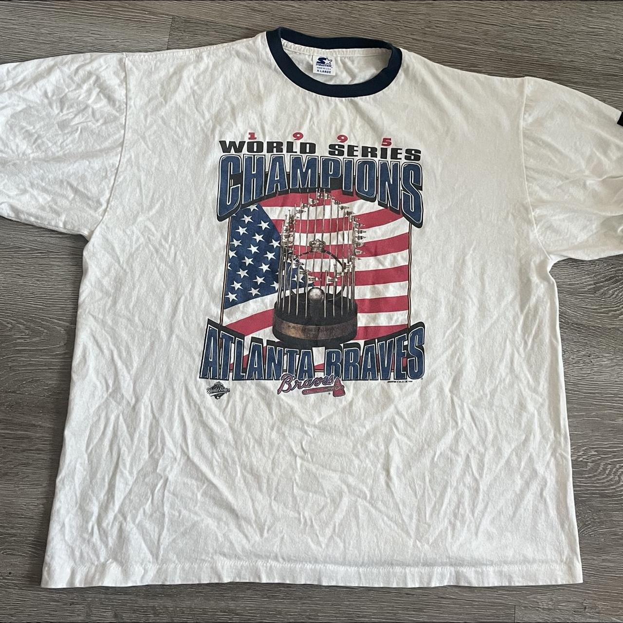 Vintage Atlanta Braves 1995 World Series Champions T Shirt White