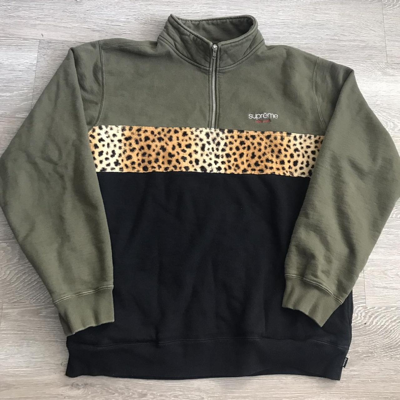 Supreme leopard panel half cheap zip sweatshirt