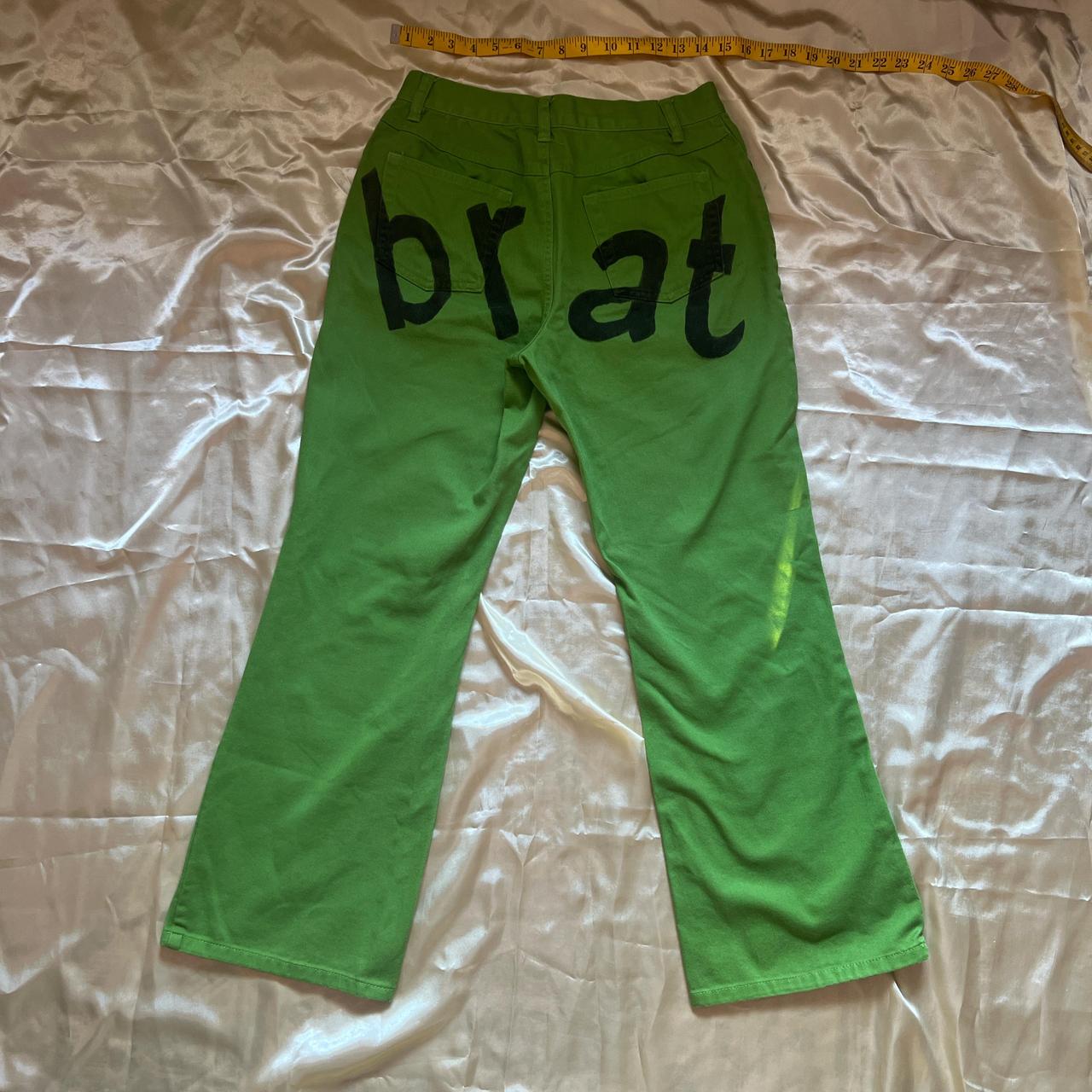 パンツ Brat Brat green denim pants size 8 medium Charli XCX | Depop