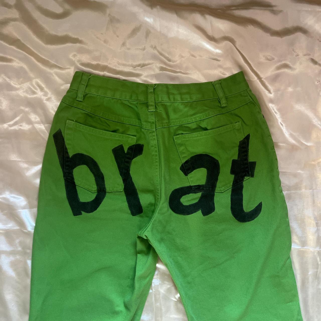 パンツ Brat Brat green denim pants size 8 medium Charli XCX | Depop