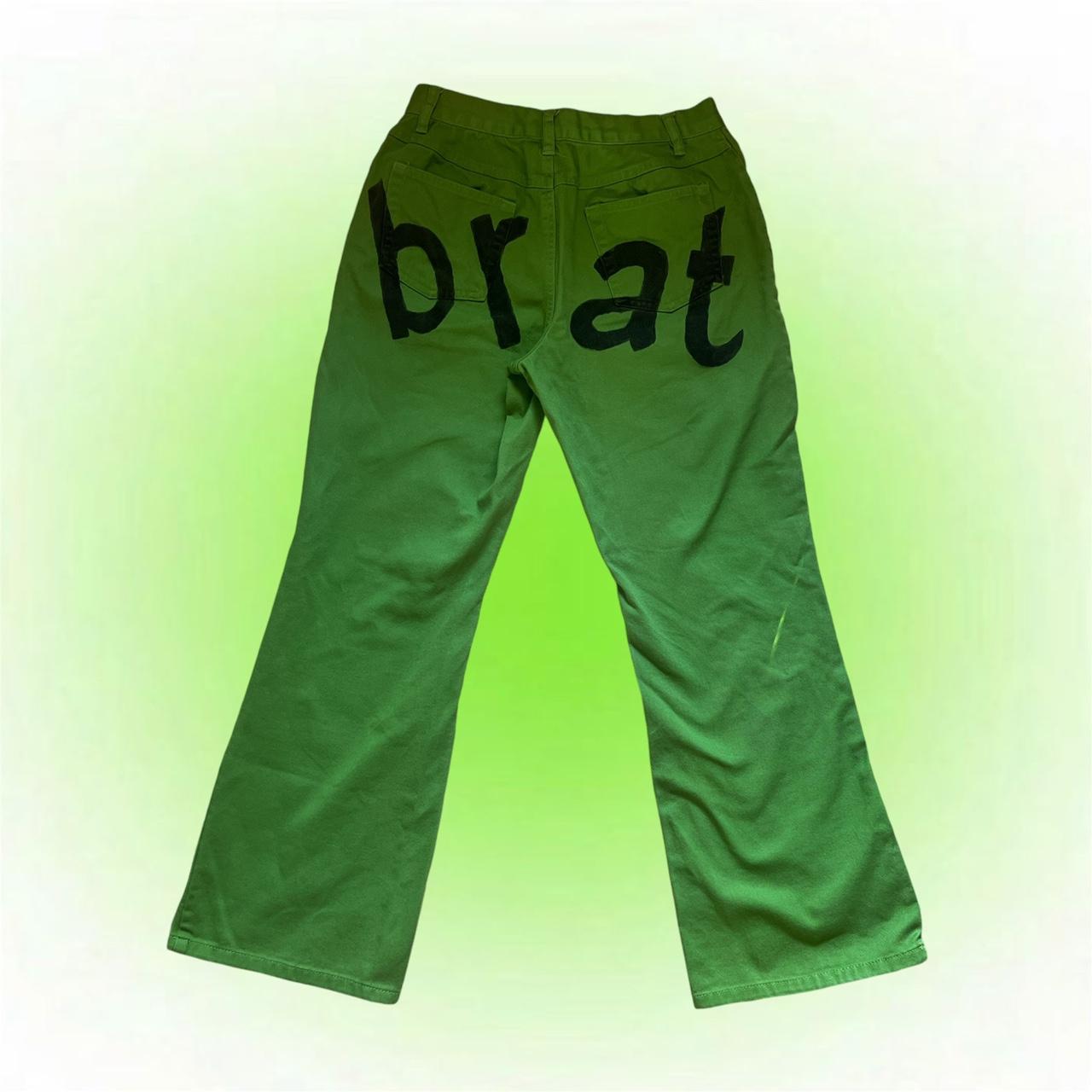 パンツ Brat Brat green denim pants size 8 medium Charli XCX | Depop
