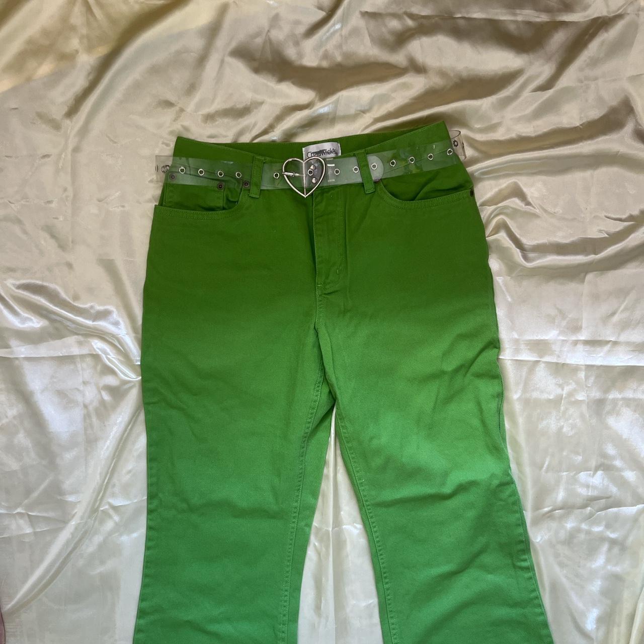 Brat green denim pants size 8 medium Charli XCX | Depop