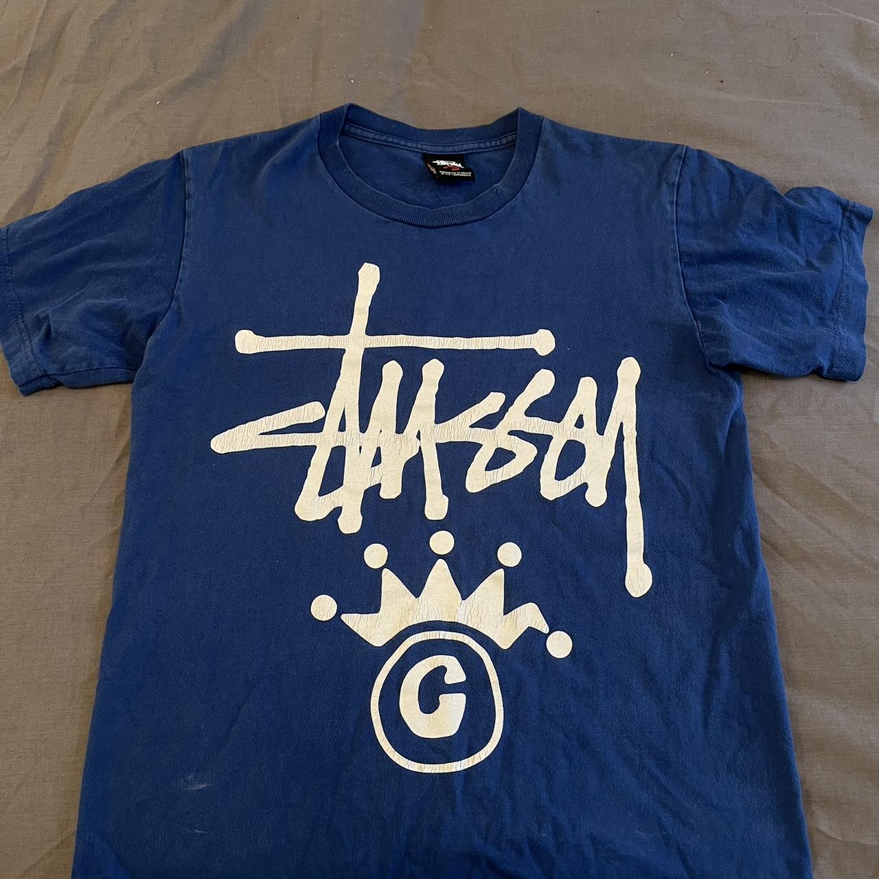 Blue Stussy Graphic tee Size small - Depop