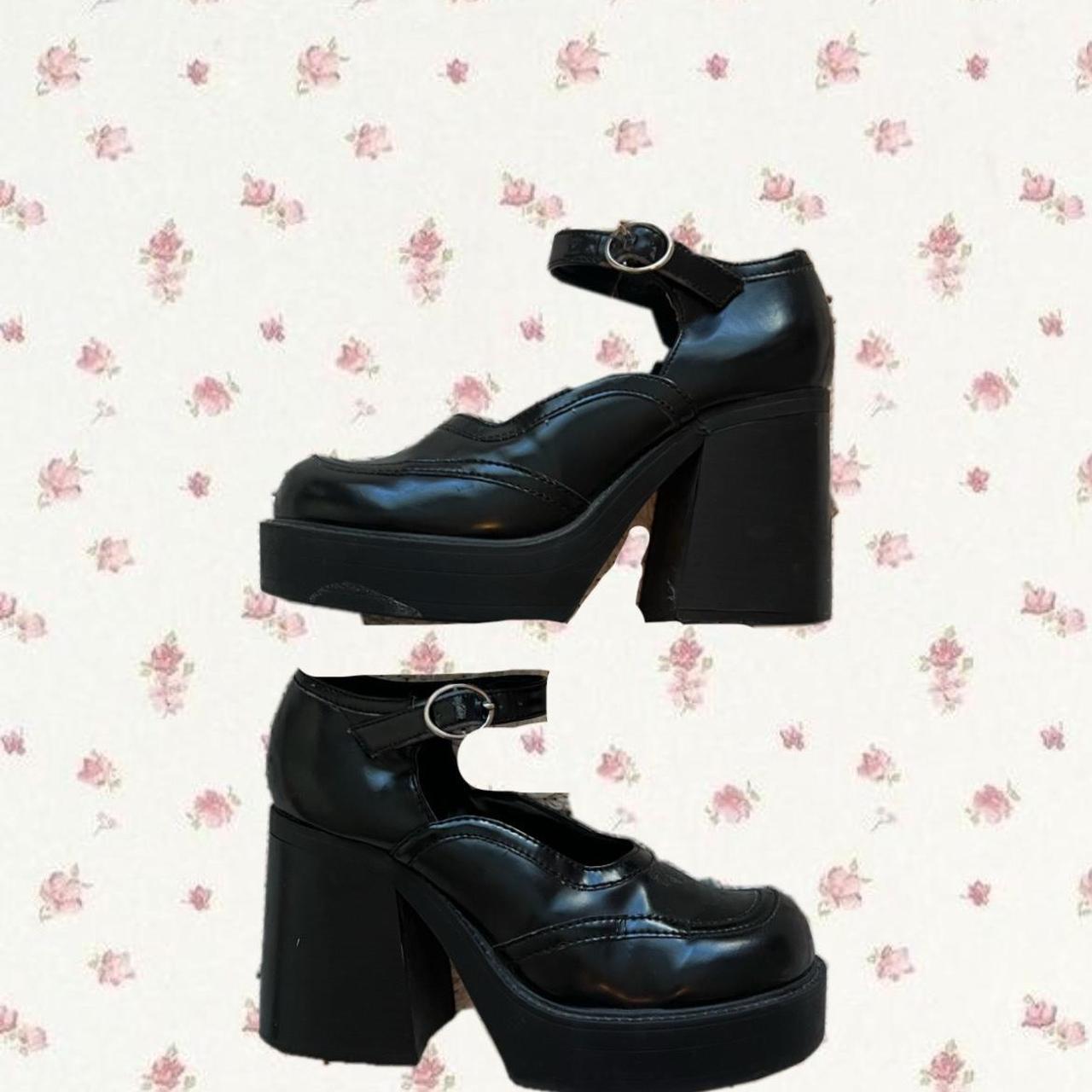 black mary jane heels #coquette #dollette - Depop