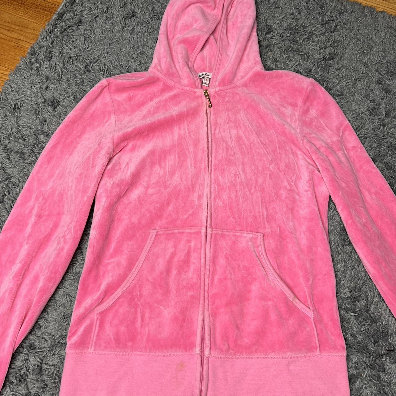 This bright pink zip up is a size large from juicy... - Depop