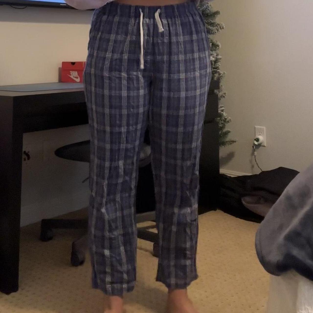 blue plaid pj pants Depop