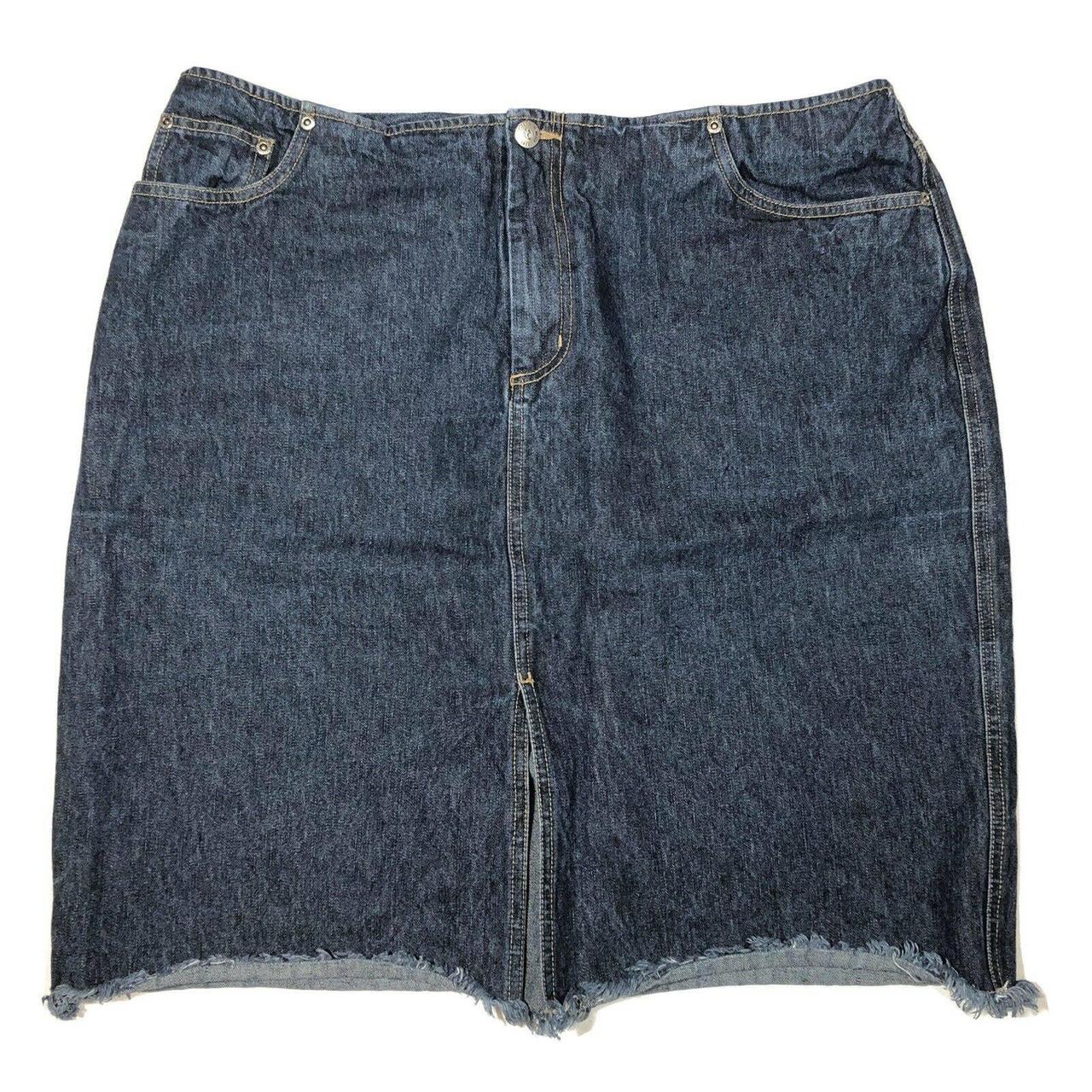 Vintage Jean Skirt Venezia Denim Knee Length Raw... - Depop