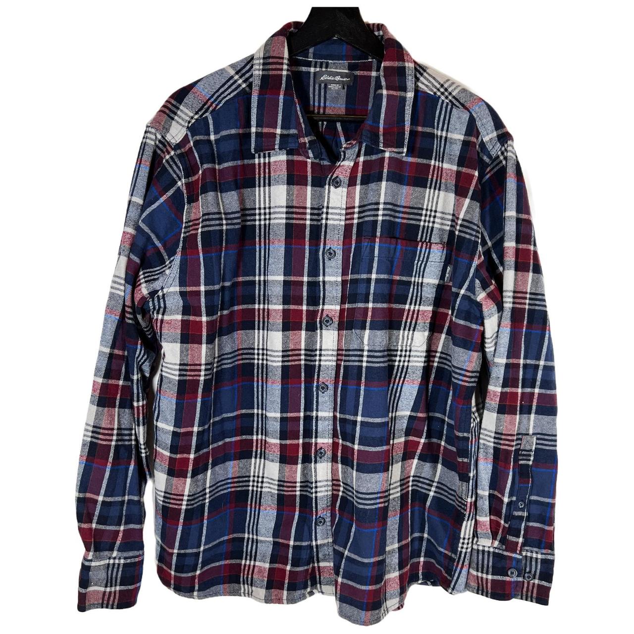 Eddie Bauer Bristol Flannel Men XL Navy Blue, Light... Depop