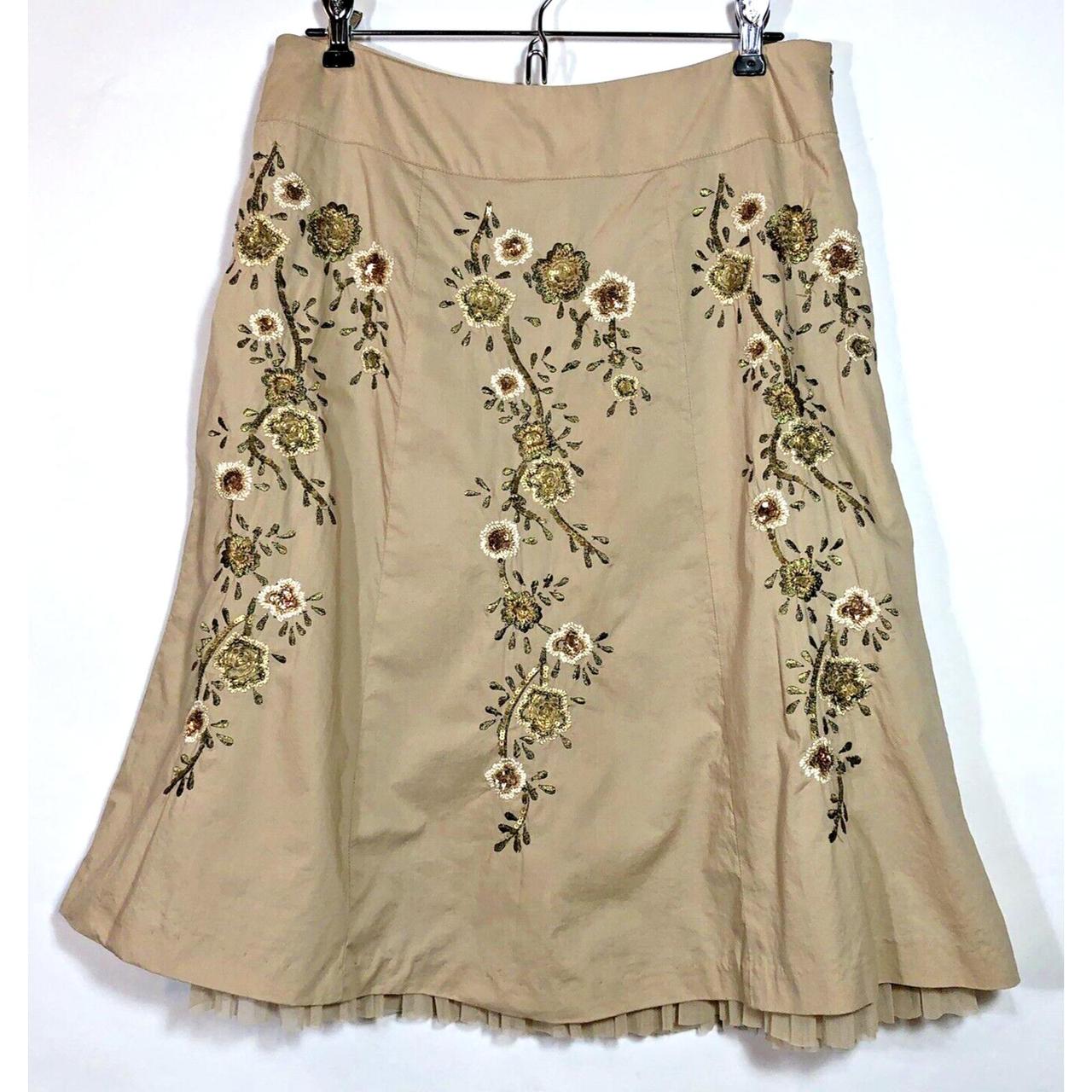 Tan embroidered outlet skirt