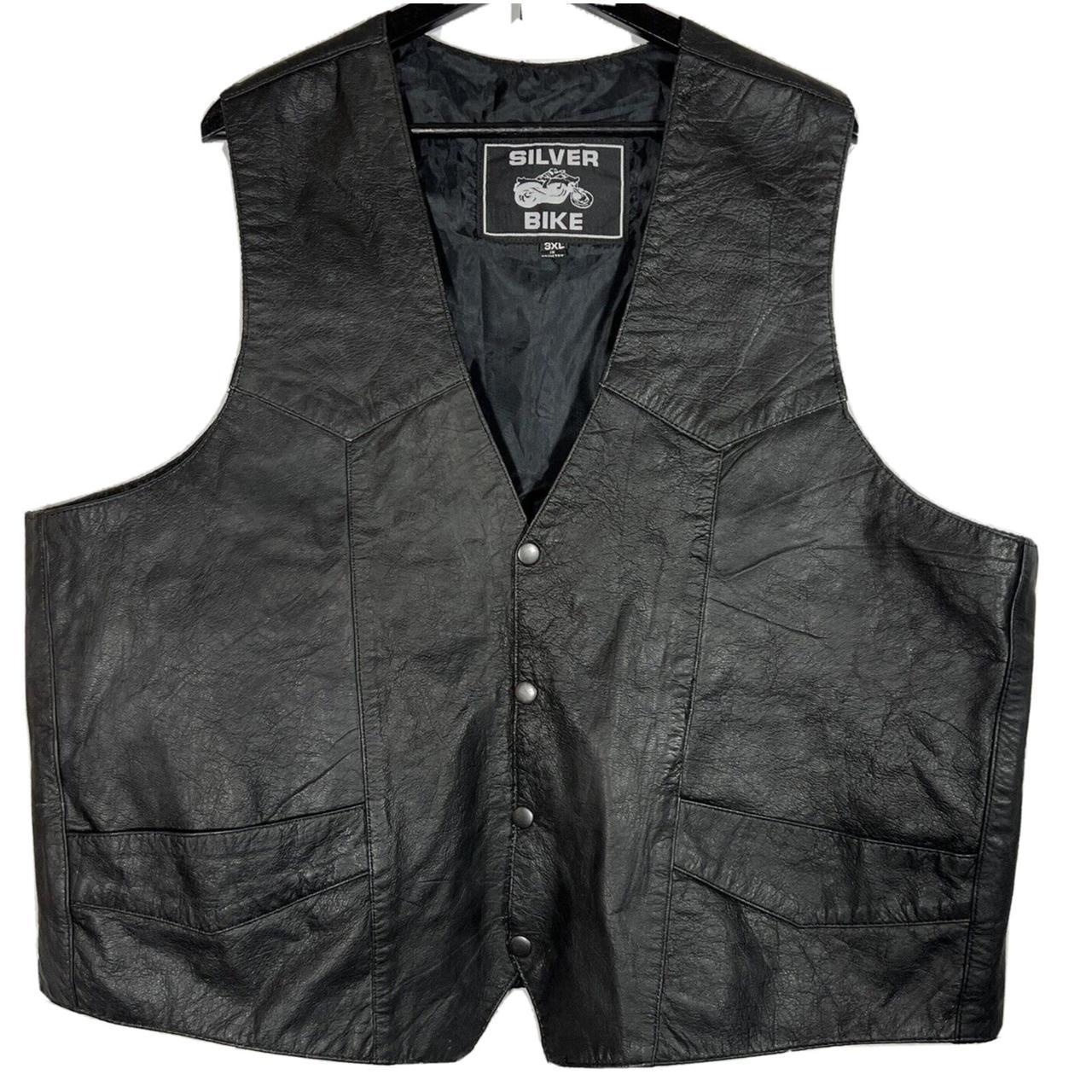 Silver bike shop leather vest