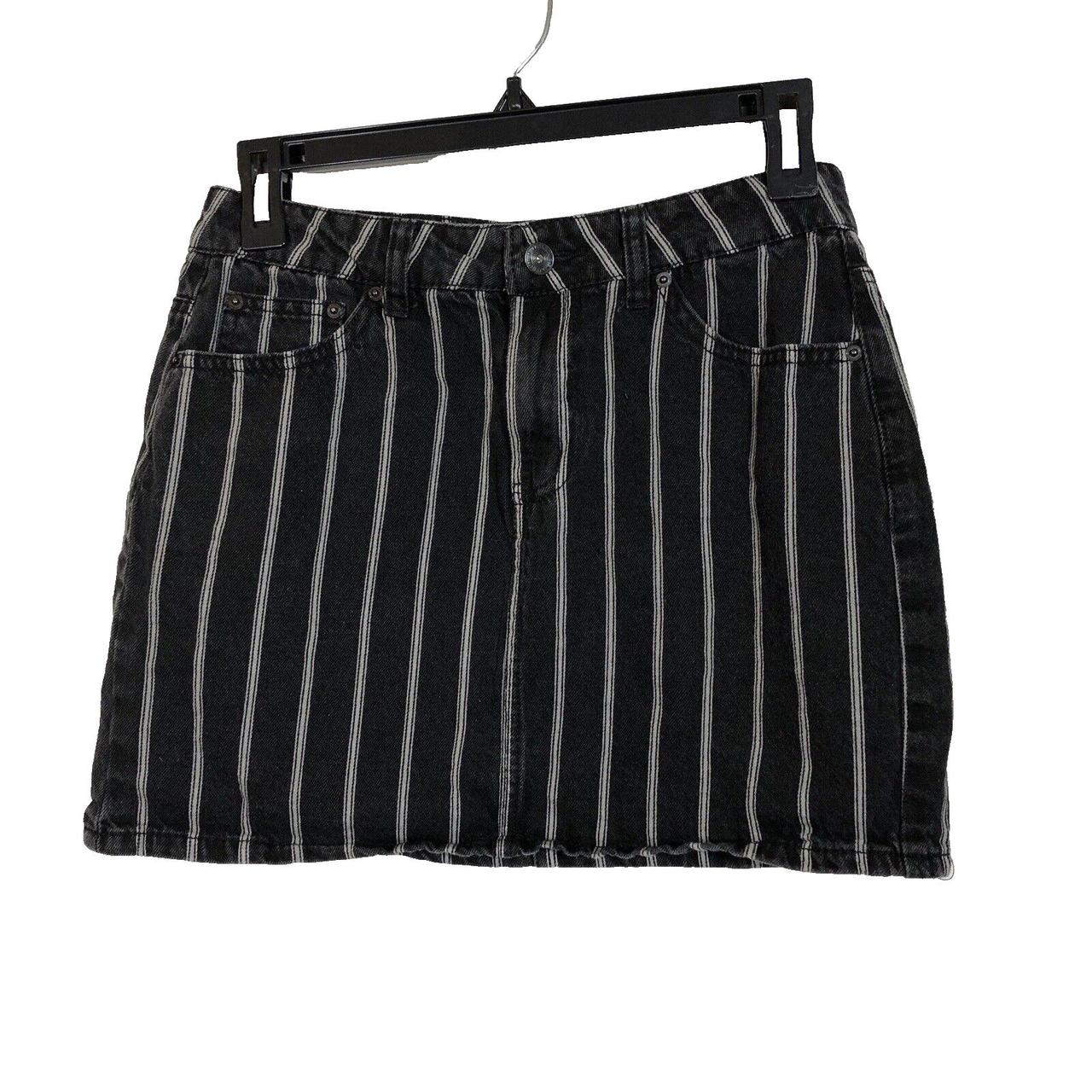 Black and White Denim Striped Mini Skirt 27 Juniors. Depop